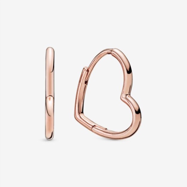 Asymmetrical Heart Hoop Earrings Pandora Rose Gold Plated